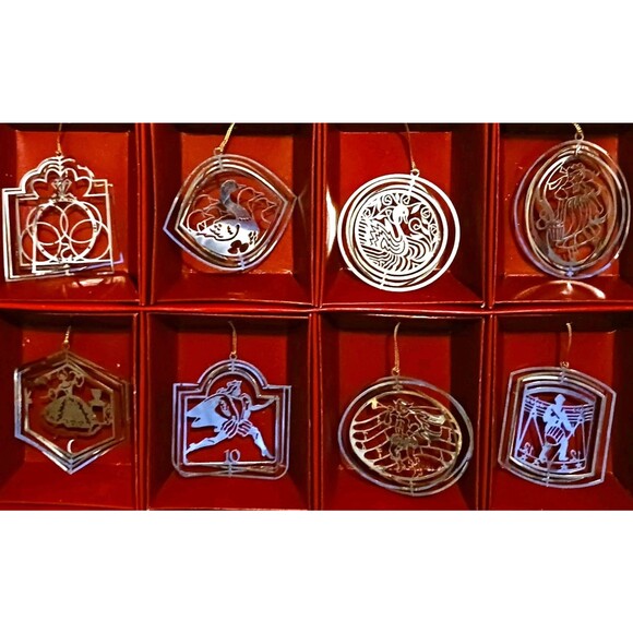 International Silver Company 12 Days of Christmas Ornaments Set Complete w/ Box - Picture 4 of 4